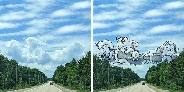This Artist Creates Fun Illustrations On Pictures Of Clouds (35 New Pics)