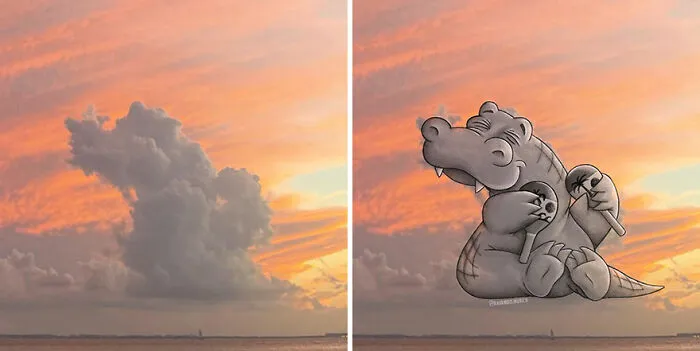 This Artist Creates Fun Illustrations On Pictures Of Clouds (35 New Pics)