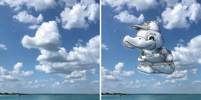 This Artist Creates Fun Illustrations On Pictures Of Clouds (35 New Pics)