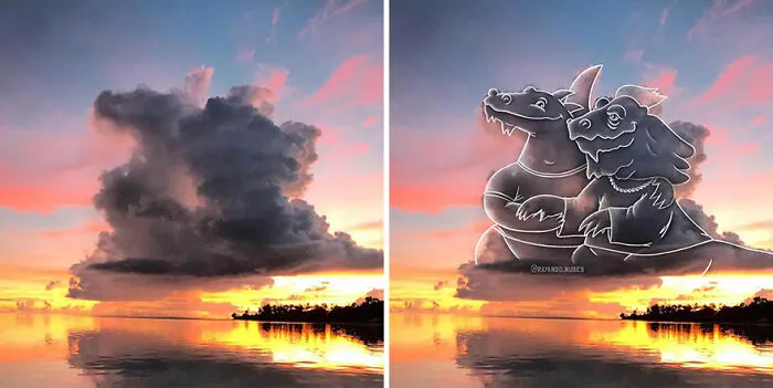 This Artist Creates Fun Illustrations On Pictures Of Clouds (35 New Pics)