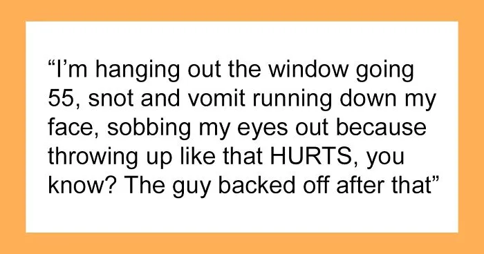 Pregnant Woman Gets Carsick Just As An Aggressive Driver Pulls Up Next To Her Window