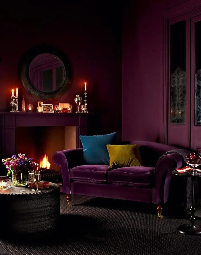 Plum In An Astonishing Versatile Colour. Paired With A Soft Cream On The Right Wall, It Tones Down. Tried It. Looks Great