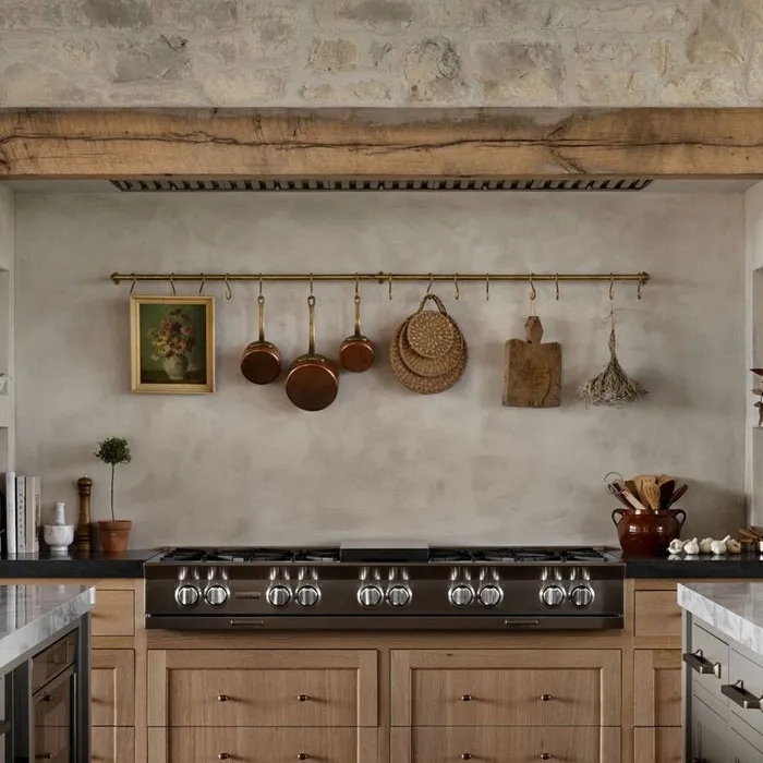 Highlight Brass Accents With Shaker Brown Kitchen Cabinets