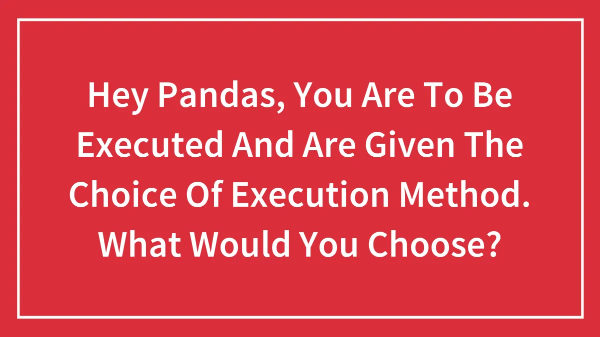 Hey Pandas, You Are To Be Executed And Are Given The Choice Of Execution Method. What Would You Choose?