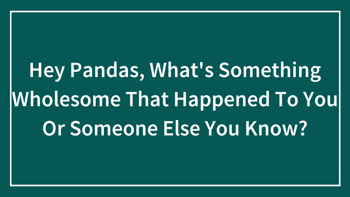 Hey Pandas, What's Something Wholesome That Happened To You Or Someone Else You Know?