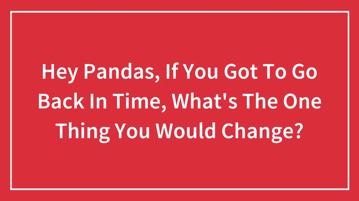 Hey Pandas, If You Got To Go Back In Time, What's The One Thing You Would Change? (Closed)