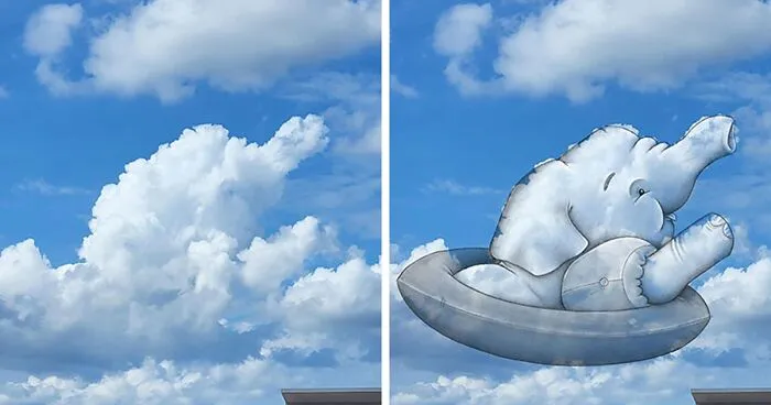 This Artist Creates Fun Illustrations On Pictures Of Clouds (35 New Pics)