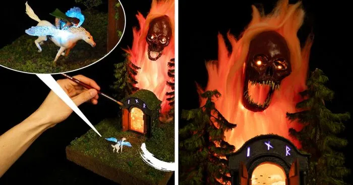 I Made An Epic Fantasy Diorama "The Flaming Gatekeeper"