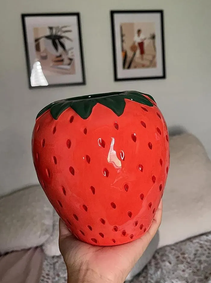 Nothing Screams 'Retro Charm' Like This<span Style="Font:inherit;color:#d74b1f;"> Vintage Inspired Strawberry Vase</Span> — It's The Kitschy-Cool Home For Your Galentine's Daisies And Daffodils