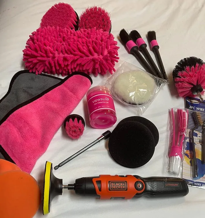 Boost Your Ride's Sass And Cleanliness With This <span Style="Font:inherit;color:#d74b1f;"> 17pcs Pink Car Cleaning Kit </Span>- Your Cute, Comprehensive Partner For A Tidier, Prettier Car
