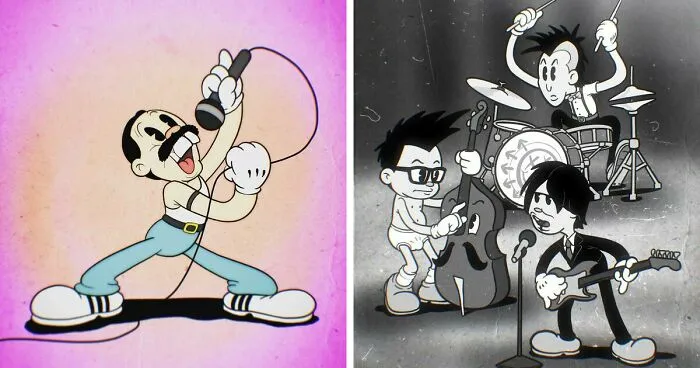 Artist Reimagines 20 Rock Legends As Cartoon Characters From The 1930s