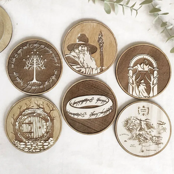 These <span style="font:inherit;color:#d74b1f;"> LOTR Wooden Coasters</span> Are A Great Tribute, Protecting Your Table In Truly Middle Earth Style