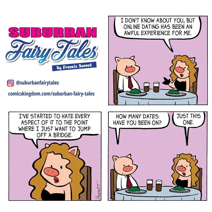 I Made 20 Comics Showcasing A Little Pig's Dating Fails