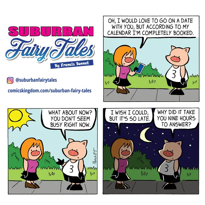 I Made 20 Comics Showcasing A Little Pig's Dating Fails