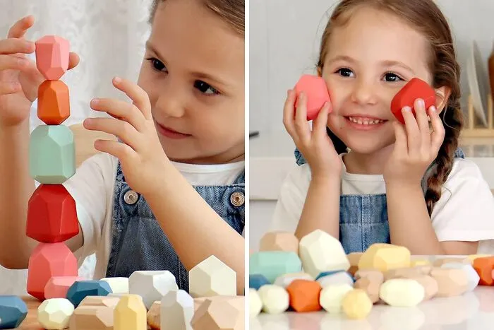 Engage Your Toddler's Senses With Wooden Sorting <span Style="Font:inherit;color:#d74b1f;"> Stacking Rocks Stones</Span>: A Sensory Toy For Fun Learning And Developmental Exploration!
