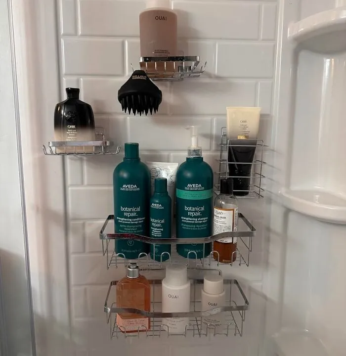 Stick And Store: <span Style="Font:inherit;color:#d74b1f;"> 5-Pack Adhesive Shower Caddies </Span>- Rustproof And Ready To Declutter Your Bathroom!