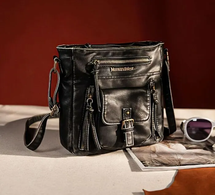 Discover Effortless Style And Functionality With <span Style="Font:inherit;color:#d74b1f;"> The Crossbody Bag</Span> Soft Washed Leather Multi Pocket Shoulder Purses