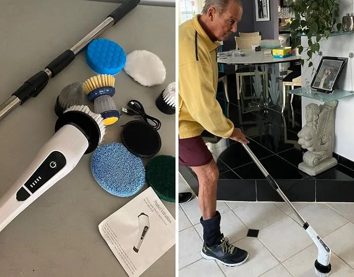 Transform Your Cleaning Routine With <span Style="Font:inherit;color:#d74b1f;"> Electric Spin Scrubber </Span> - Cordless, Versatile, And Powerful With 7 Heads For Every Corner!