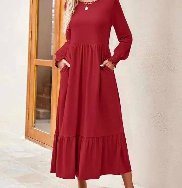 Pockets & Pleats Perfection: The Ultimate<span Style="Font:inherit;color:#d74b1f;"> Casual Maxi Dress </Span> For 2024!