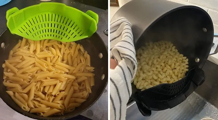 Quick & Clean: <span Style="Font:inherit;color:#d74b1f;"> Clip-On Strainer</Span> For Pasta, Veggies, And More. A Kitchen Must!