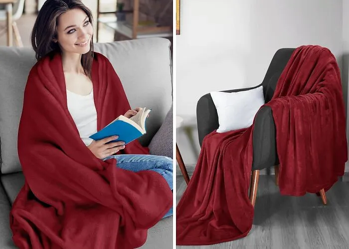 Wrap Yourself In Comfort With <span Style="Font:inherit;color:#d74b1f;"> The Burgundy Fleece Blanket Throw</Span>: Cozy Warmth For Chilly Nights!