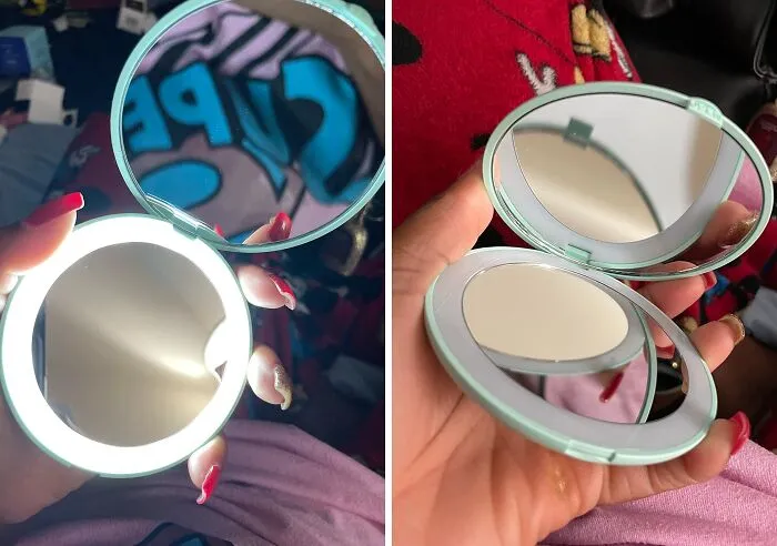 Brighten Your Beauty Routine: <span Style="Font:inherit;color:#d74b1f;"> Wobsion LED Travel Mirror</Span> In Chic Cyan!