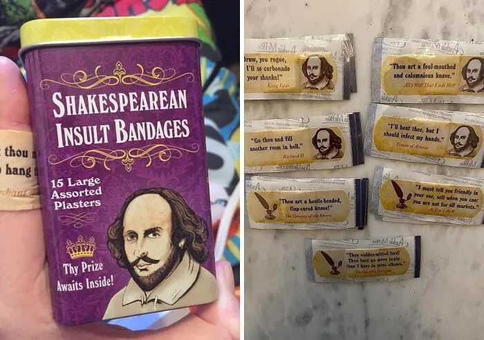 Dress Wounds With Wit: <a Style="Display:inline;" Href="Https://Www.amazon.com/Bioswiss-Novelty-Bandages-Self-Adhesive-Pickle/Dp/B08j874bcd?pd_rd_w=u6pdj&content-ID=amzn1.sym.281550a9-05fa-4fa0-A033-B1923adca8ef&pf_rd_p=281550a9-05fa-4fa0-A033-B1923adca8ef&pf_rd_r=z7ecbvza0v4efnrxy4d7&pd_rd_wg=oc4rx&pd_rd_r=26bbcc08-B261-4b45-B428-Eca0c2c85aa2&pd_rd_i=b08j874bcd&th=1&linkcode=ll1&tag=bpstarfish-20&linkid=4c1fc040130a03e2f25ed02d68501d66&language=en_us&ref_=as_li_ss_tl" Target="_blank"> <span Style="Font:inherit;color:#d74b1f;"> Shakespearean Insult Bandages</Span> For A Humorous Healing Touch!