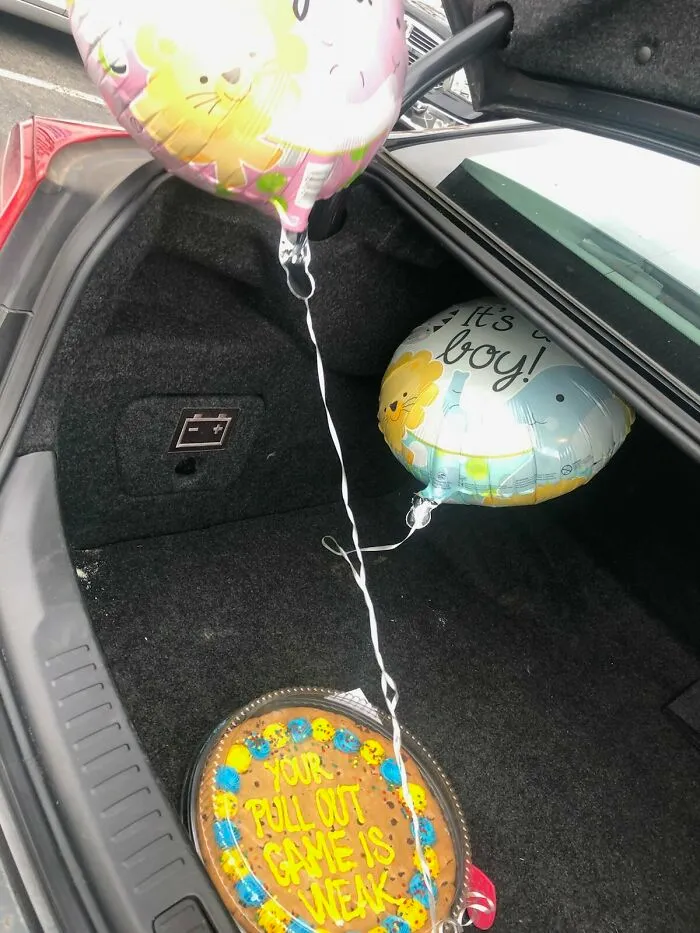 One Of My Friends Gave Her Husband A Cake To Let Him Know They're Expecting