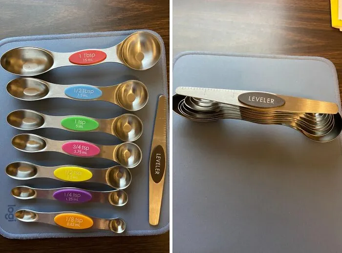 Double Duty Spoons: <span Style="Font:inherit;color:#d74b1f;"> Stackable & Magnetic Measuring Set</Span> For Kitchen Pros!