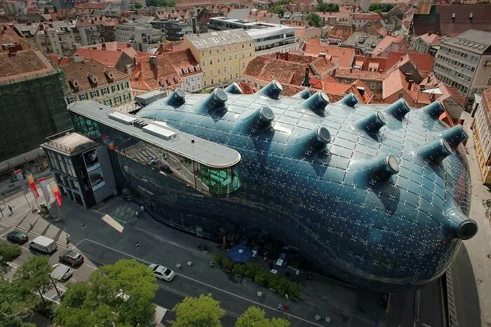 Kunsthaus (Art House) Graz Art Museum (Aka The "Friendly Alien"), Graz, Austria - 2003. Designed By Colin Fournier And Sir Peter Cook
