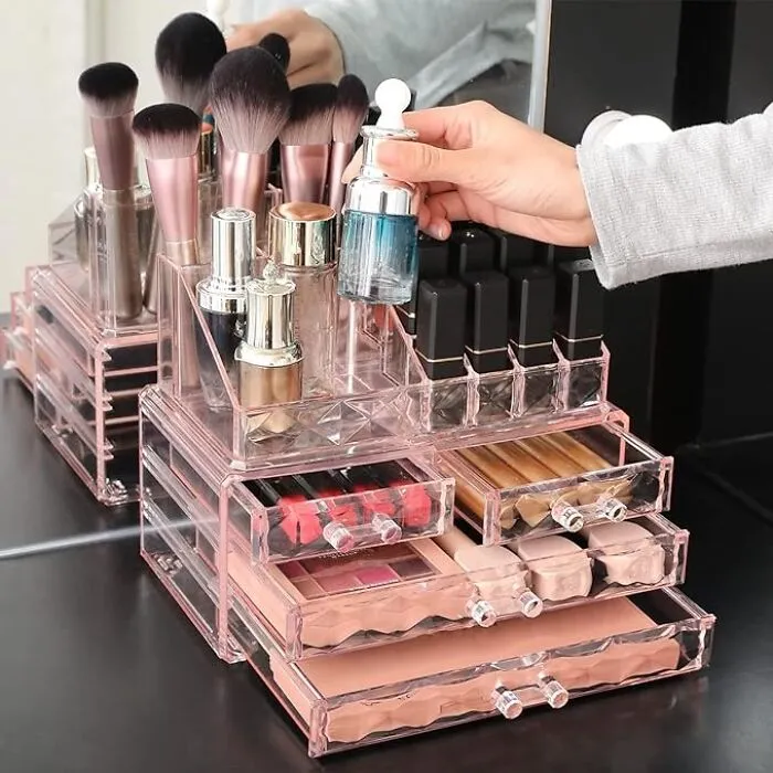Glam Up Your Space: <span Style="Font:inherit;color:#d74b1f;"> Jewelry And Cosmetic Boxes M</Span> With Handy Brush Holder