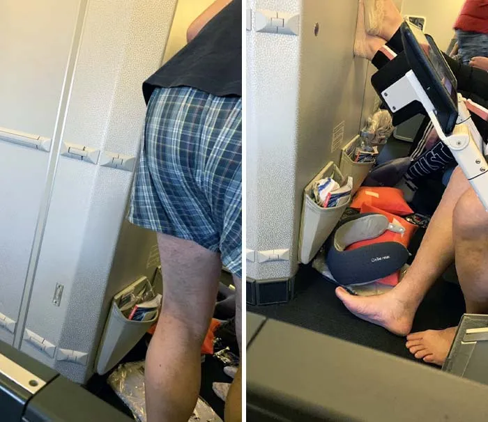 The Man In The Seat Across From Me Has Taken His Pants Off For The Flight And Is Just In His Boxers. After That, He Also Removed His Socks