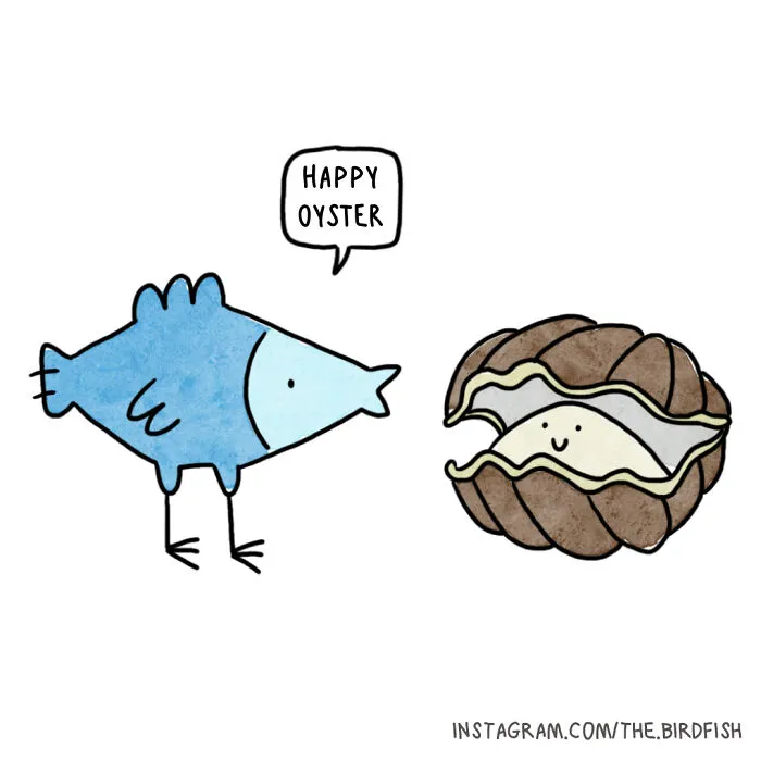 32 Comics Featuring The Character Birdfish, Inspired By My Friends And The Conversations I Have With Them (New Pics)