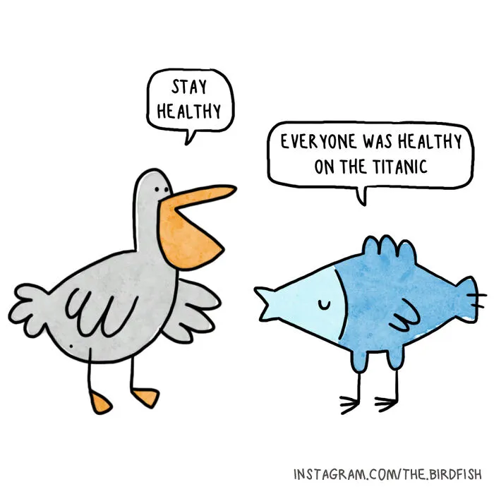 32 Comics Featuring The Character Birdfish, Inspired By My Friends And The Conversations I Have With Them (New Pics)