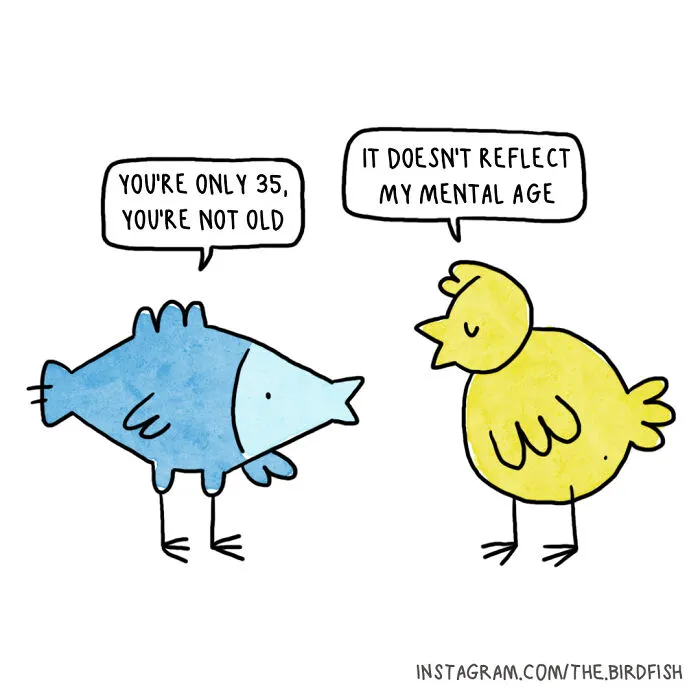 32 Comics Featuring The Character Birdfish, Inspired By My Friends And The Conversations I Have With Them (New Pics)