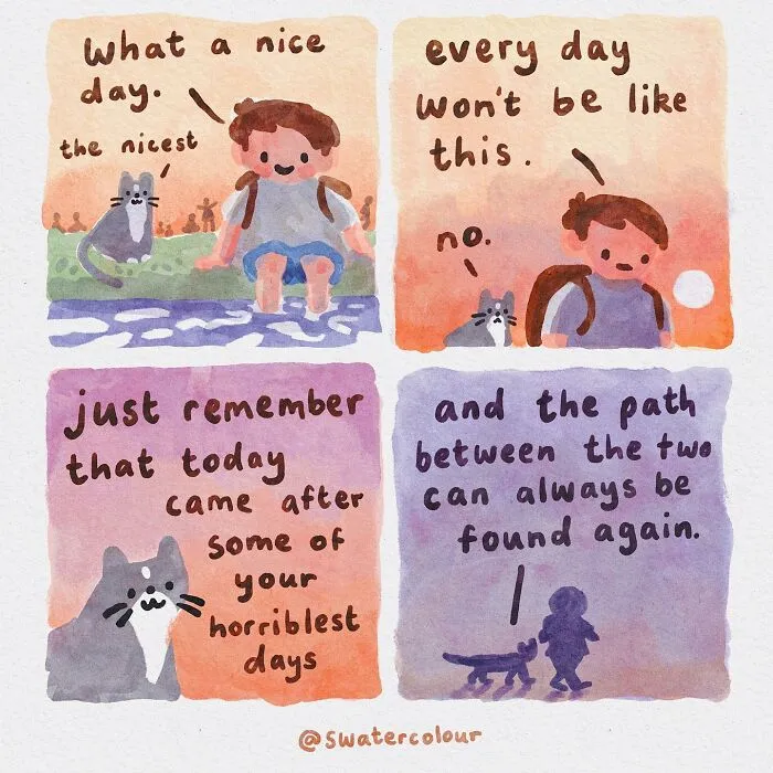 Artist Draws Wholesome Watercolor Comics About Mental Health (37 New Pics)