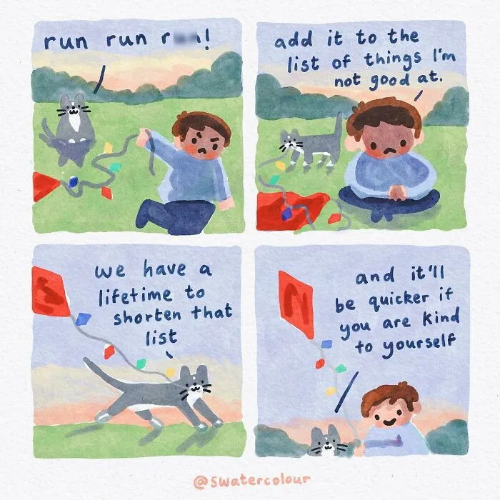 Artist Draws Wholesome Watercolor Comics About Mental Health (37 New Pics)