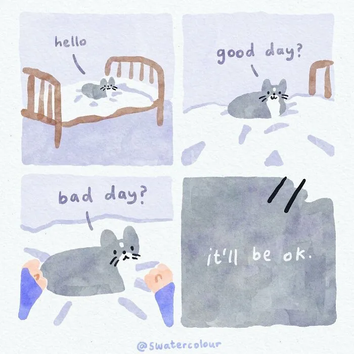 Artist Draws Wholesome Watercolor Comics About Mental Health (37 New Pics)