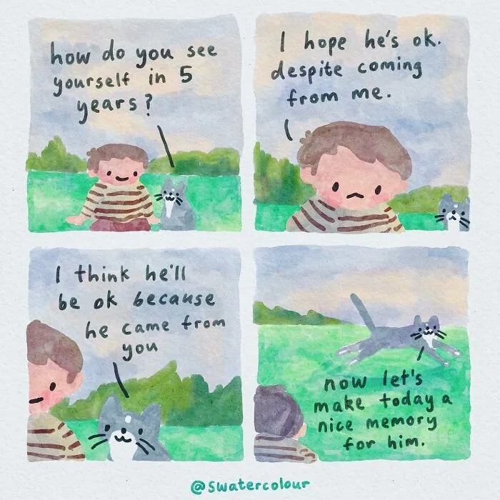 Artist Draws Wholesome Watercolor Comics About Mental Health (37 New Pics)