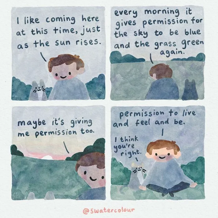 Artist Draws Wholesome Watercolor Comics About Mental Health (37 New Pics)