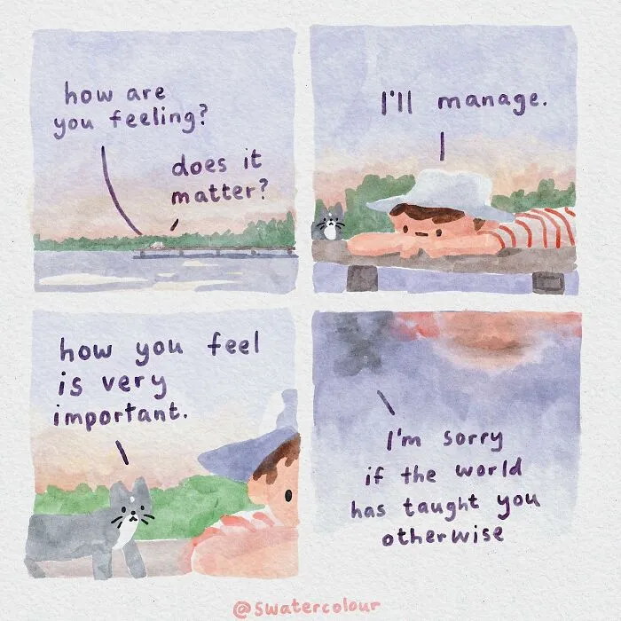 Artist Draws Wholesome Watercolor Comics About Mental Health (37 New Pics)