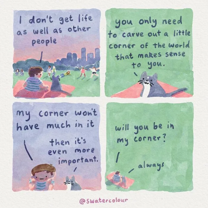Artist Draws Wholesome Watercolor Comics About Mental Health (37 New Pics)