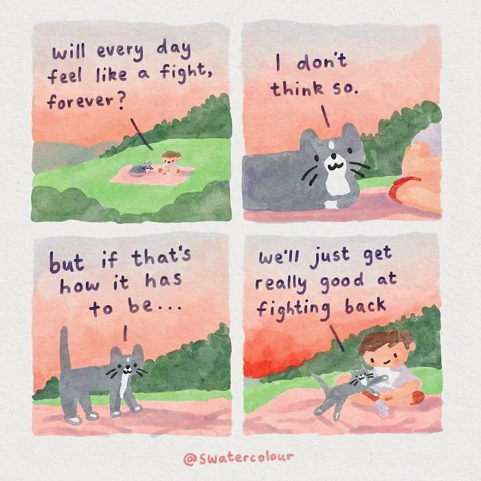 Artist Draws Wholesome Watercolor Comics About Mental Health (37 New Pics)