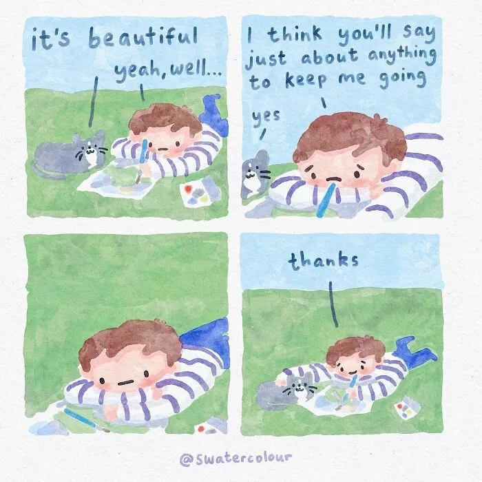 Artist Draws Wholesome Watercolor Comics About Mental Health (37 New Pics)