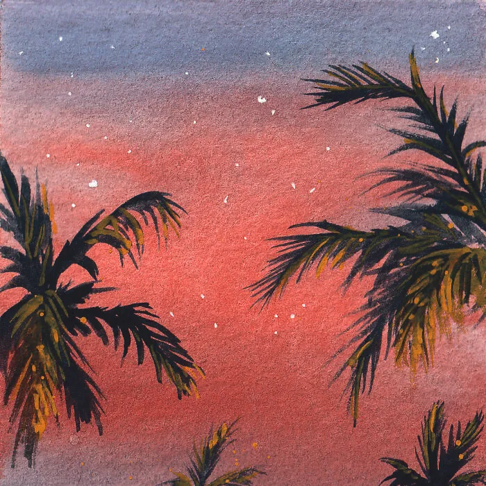 Watercolor Sunset In Polaroid Size