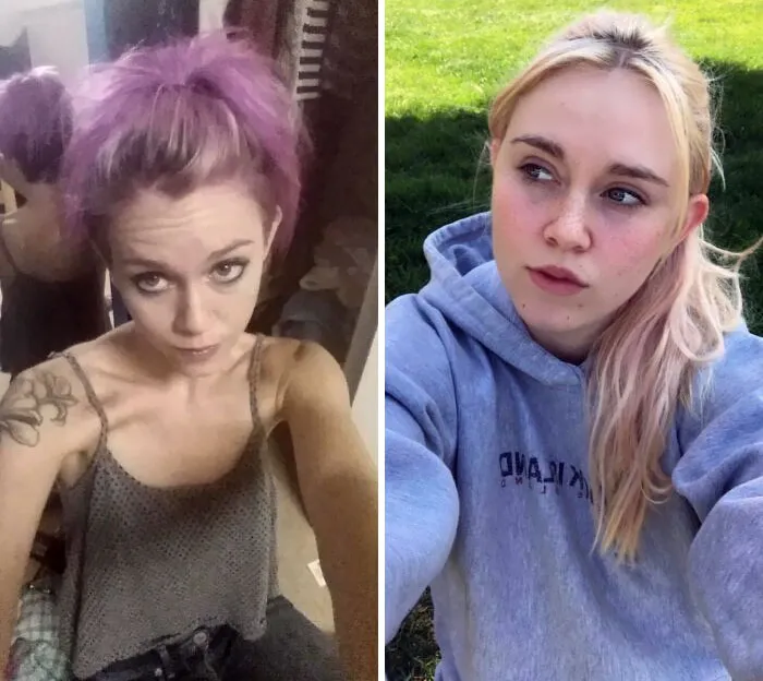 2 años sobria y recuperándome de la anorexia. 4 años entre fotos: ha sido un largo viaje. Cuando veo fotos antiguas apenas reconozco a esa chica loca y triste, pero lo siento por ella