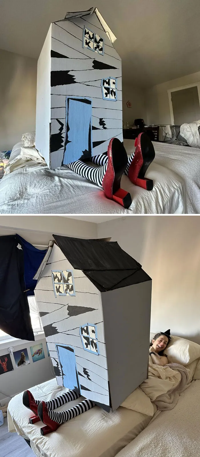 Mi esposa tiene que guardar cama, así que le hice este disfraz para Halloween. Le encanta