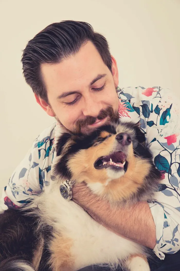 Don't Forget The Dads! Ruckus  Blue Merle Rough Collie Gets A Monster Hug From Dog Dad & Loves The Attention