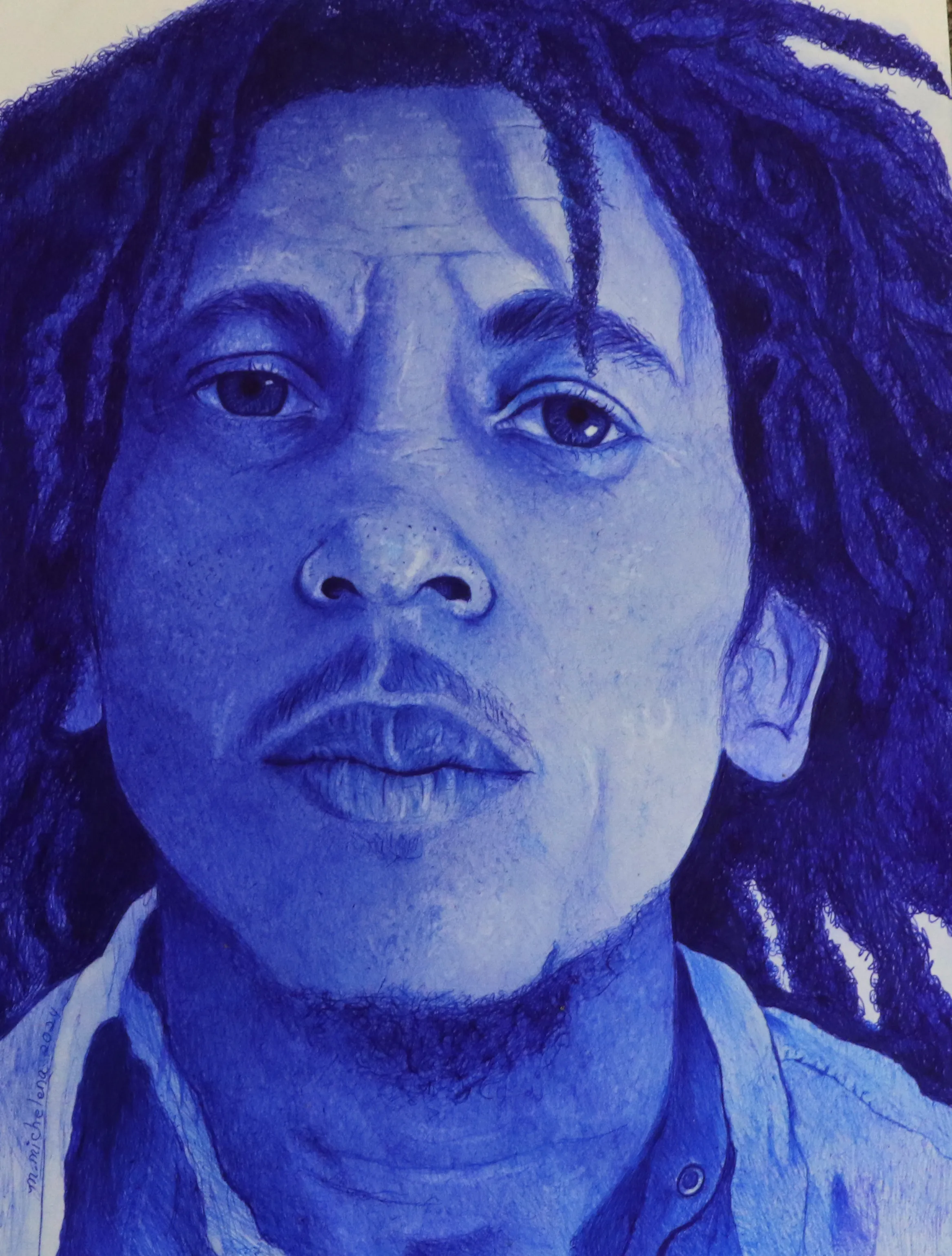 Finished Bob Marley. Bic Pen On Strathmore Paper.