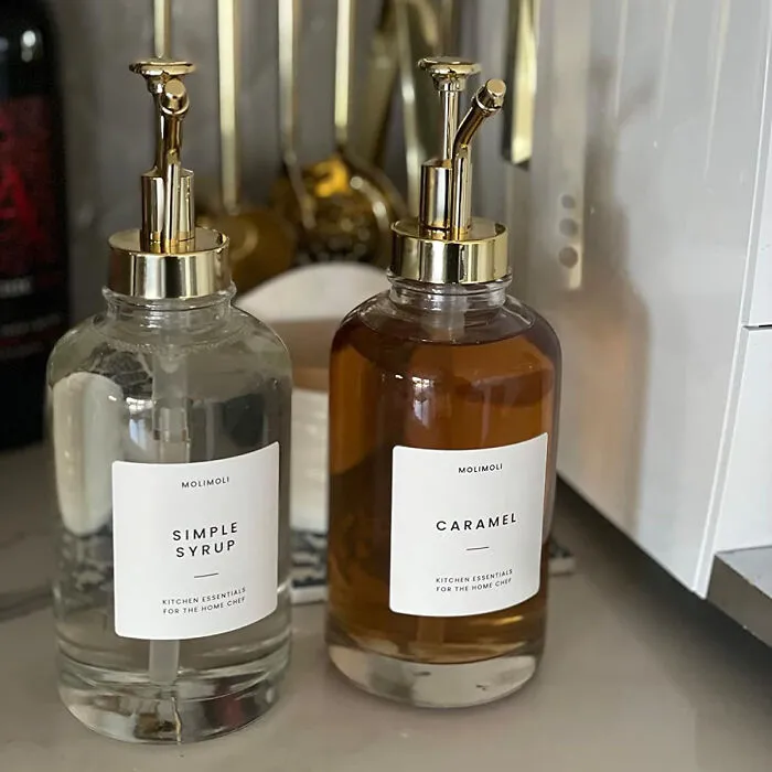 Enjoy Classy Sips With <span Style="Font:inherit;color:#d74b1f;"> Glass Syrup Dispenser Set </Span> - Great Item For Your Home Coffee Bar